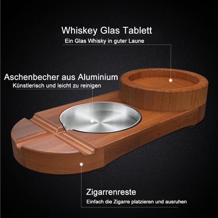 Cinzeiro De Charuto Para Homem Luxo Com Suporte E Copo De Whiskey
