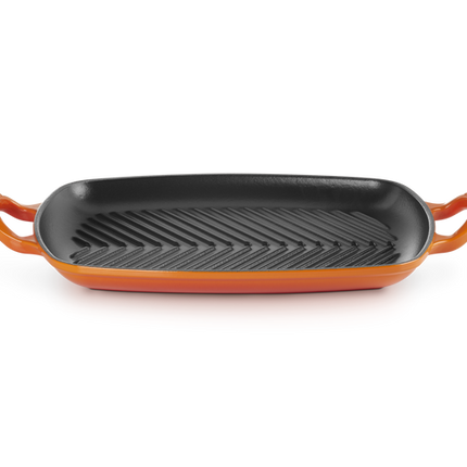 Grelha grill retangular rasa de ferro fundido