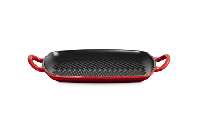 Grelha grill retangular rasa de ferro fundido