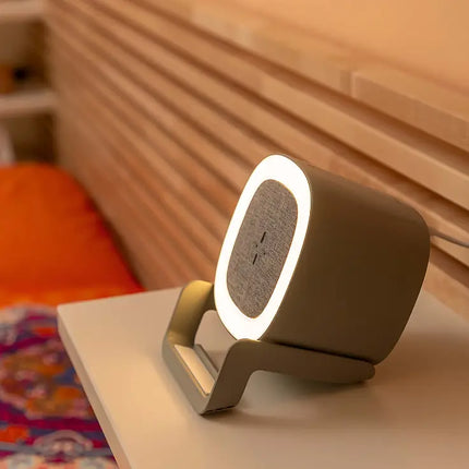 Carregador sem fios com altifalante e luz LED