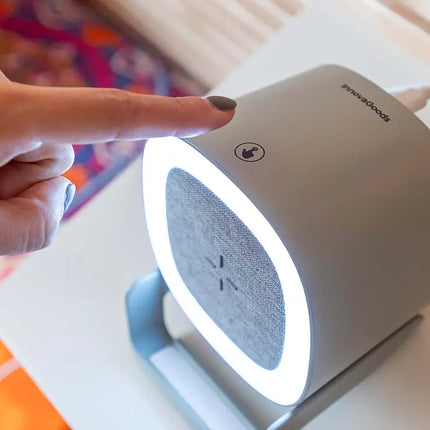 Carregador sem fios com altifalante e luz LED