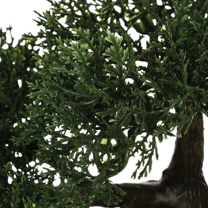 Planta bonsai artificial com vaso preto de cerâmica 36cm