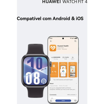 Smartwatch HUAWEI Watch Fit 4 (1.82'' - Bluetooth - Autonomia até 10 Dias - Branco)