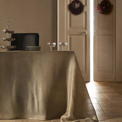 TOALHA DE MESA LINHO FIO METALIZADO NATAL