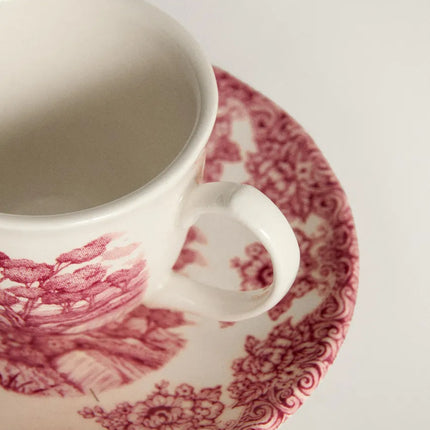 CHÁVENA DE CAFÉ E PRATO LOUÇA FLORES E PAISAGEM