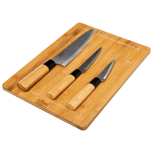 Tábua em bambu com 3 facas