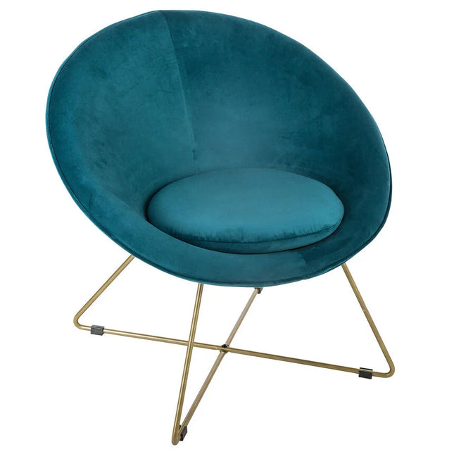 Poltrona EVAN azul em veludo