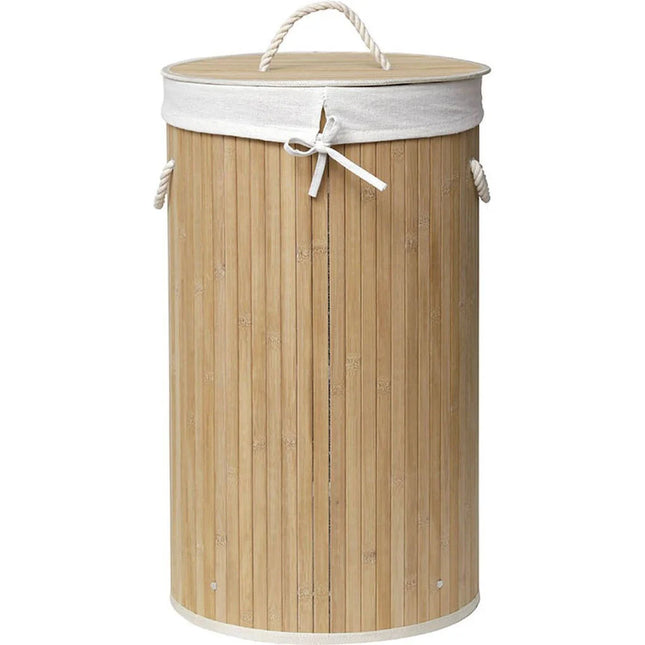 Cesto de roupa wc redondo natural em bambu