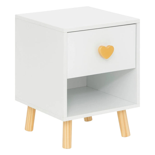 Mesa de apoio branca com corações