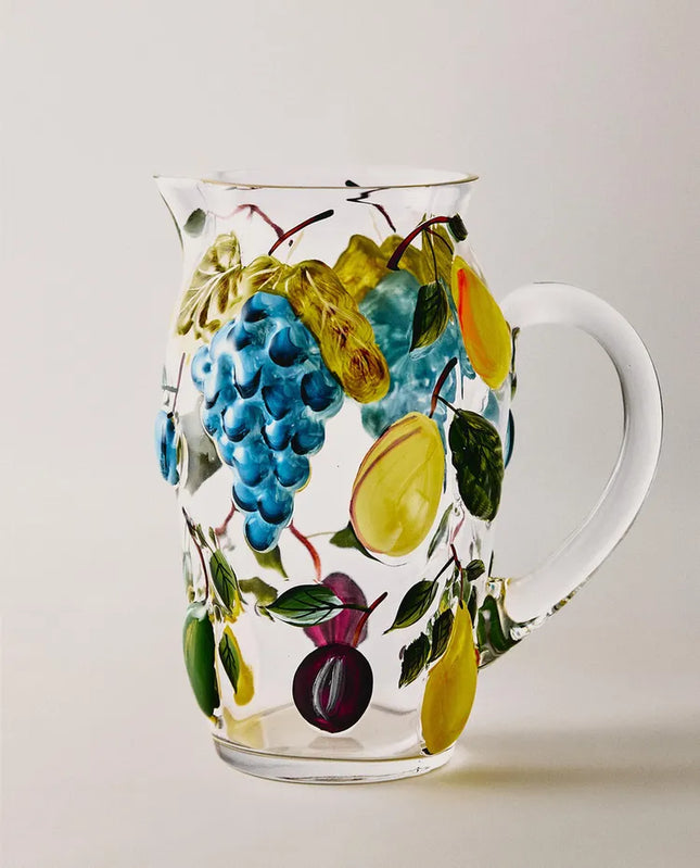 JARRO DE VIDRO COM FRUTAS EM RELEVO