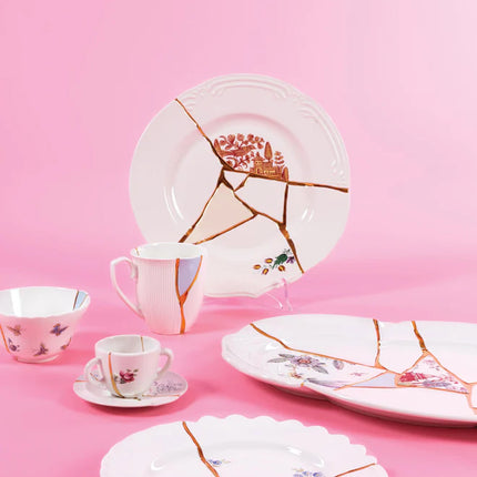 Prato de sobremesa em porcelana de designer Kintsugi