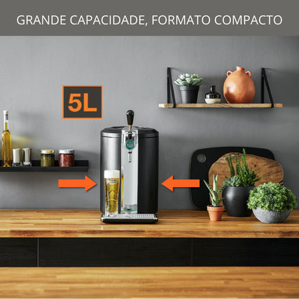 Máquina de Cerveja Krups Beertender Compact VB450E10 para Barril 5 Litros,Temperatura Perfeita e com Luz Indicadora - Preto