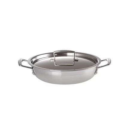 Caçarola baixa com tampa de aço inoxidável signature Le Creuset