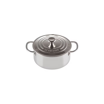 Caçarola baixa com tampa de aço inoxidável signature Le Creuset