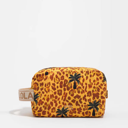 Necessaire Duplo Grande de Nylon Leopard Palms