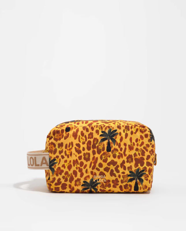 Necessaire Duplo Grande de Nylon Leopard Palms