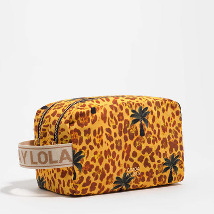 Necessaire Duplo Grande de Nylon Leopard Palms