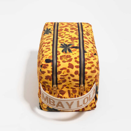 Necessaire Duplo Grande de Nylon Leopard Palms