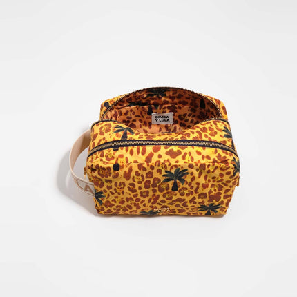 Necessaire Duplo Grande de Nylon Leopard Palms