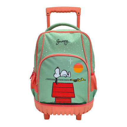 Conjunto Compacto 3 Peças Trolley Basico mais Lancheira e Estojo Cilindrico Snoopy CyP Brands - Verde Multicolor