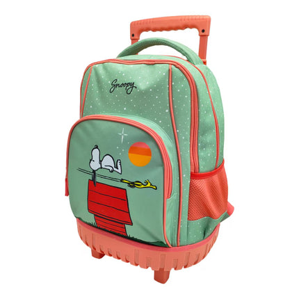Conjunto Compacto 3 Peças Trolley Basico mais Lancheira e Estojo Cilindrico Snoopy CyP Brands - Verde Multicolor