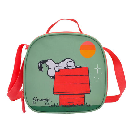 Conjunto Compacto 3 Peças Trolley Basico mais Lancheira e Estojo Cilindrico Snoopy CyP Brands - Verde Multicolor