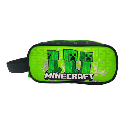 Conjunto Compacto 3 Peças Trolley Basico mais Lancheira e Estojo Cilindrico Minecraft CyP Brands - Verde Multicolor