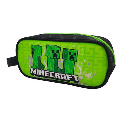 Conjunto Compacto 3 Peças Trolley Basico mais Lancheira e Estojo Cilindrico Minecraft CyP Brands - Verde Multicolor