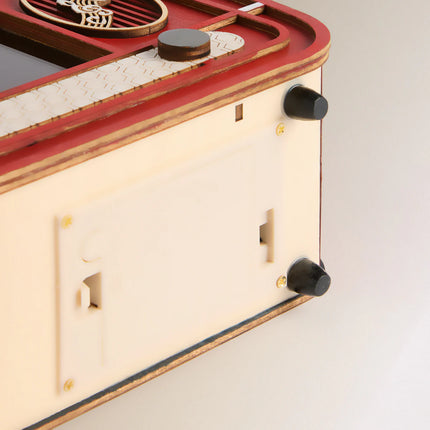 Figura de rádio vintage de madeira com 5 luzes LED Natal
