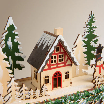 Figura Comboio com Cenários de Madeira com 26 Luzes LED Natal